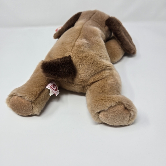 TY Beanie Buddy "Bones" The Brown Plush Dog - Soft Tan With Dark Brown Accents - Picture 4 of 6